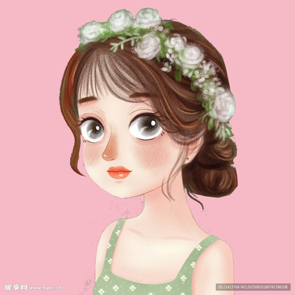 戴花环的甜美少女