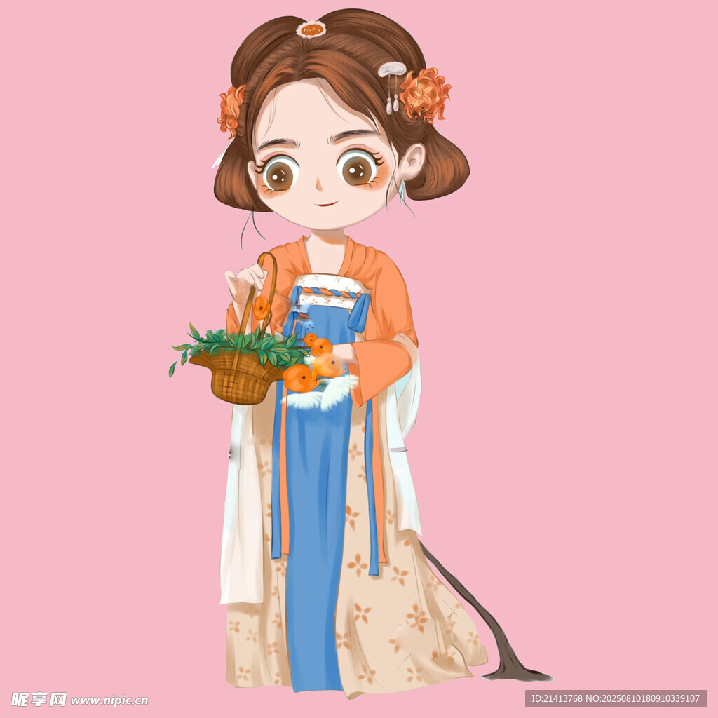 古风少女手持蔬果