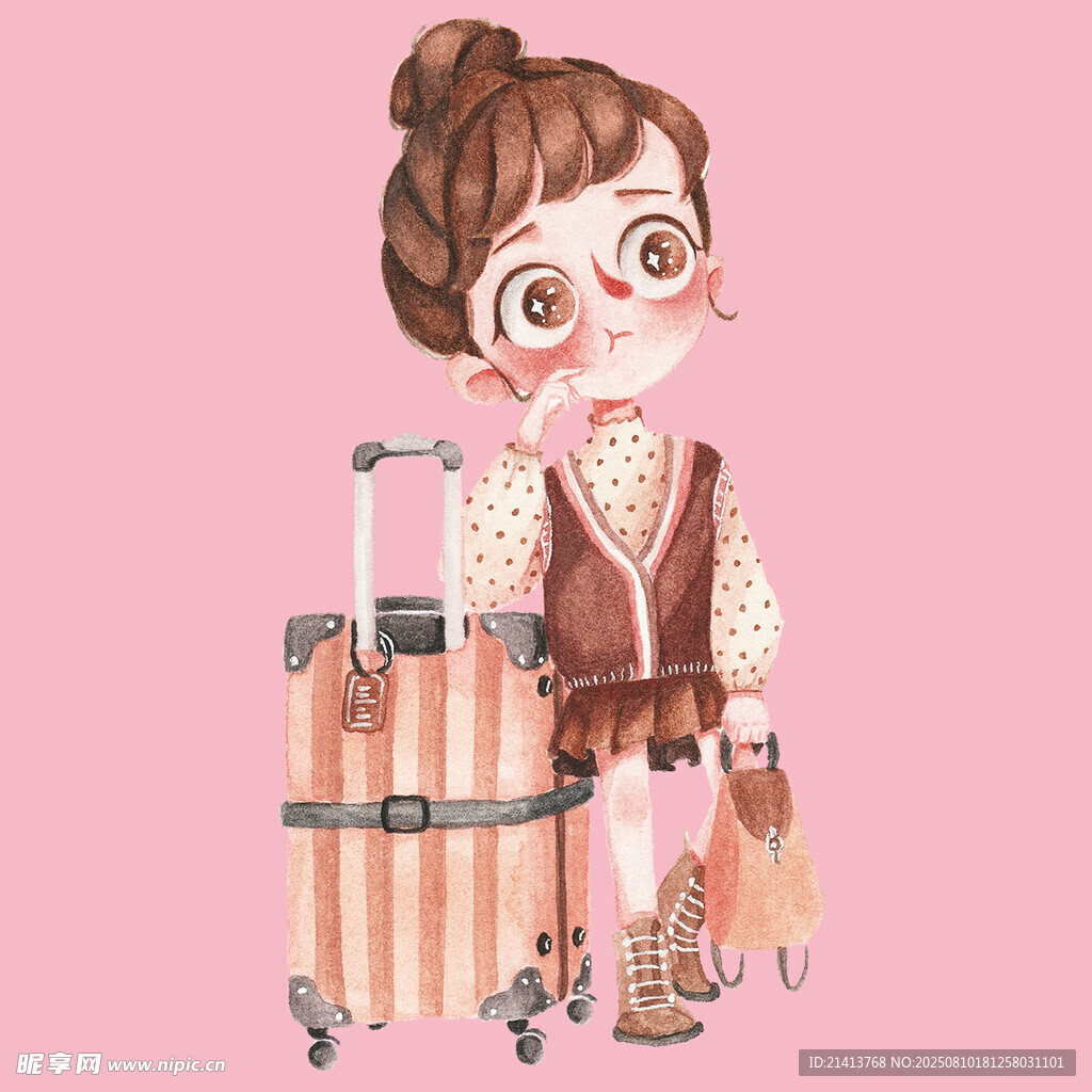 旅行少女与她的时尚装备
