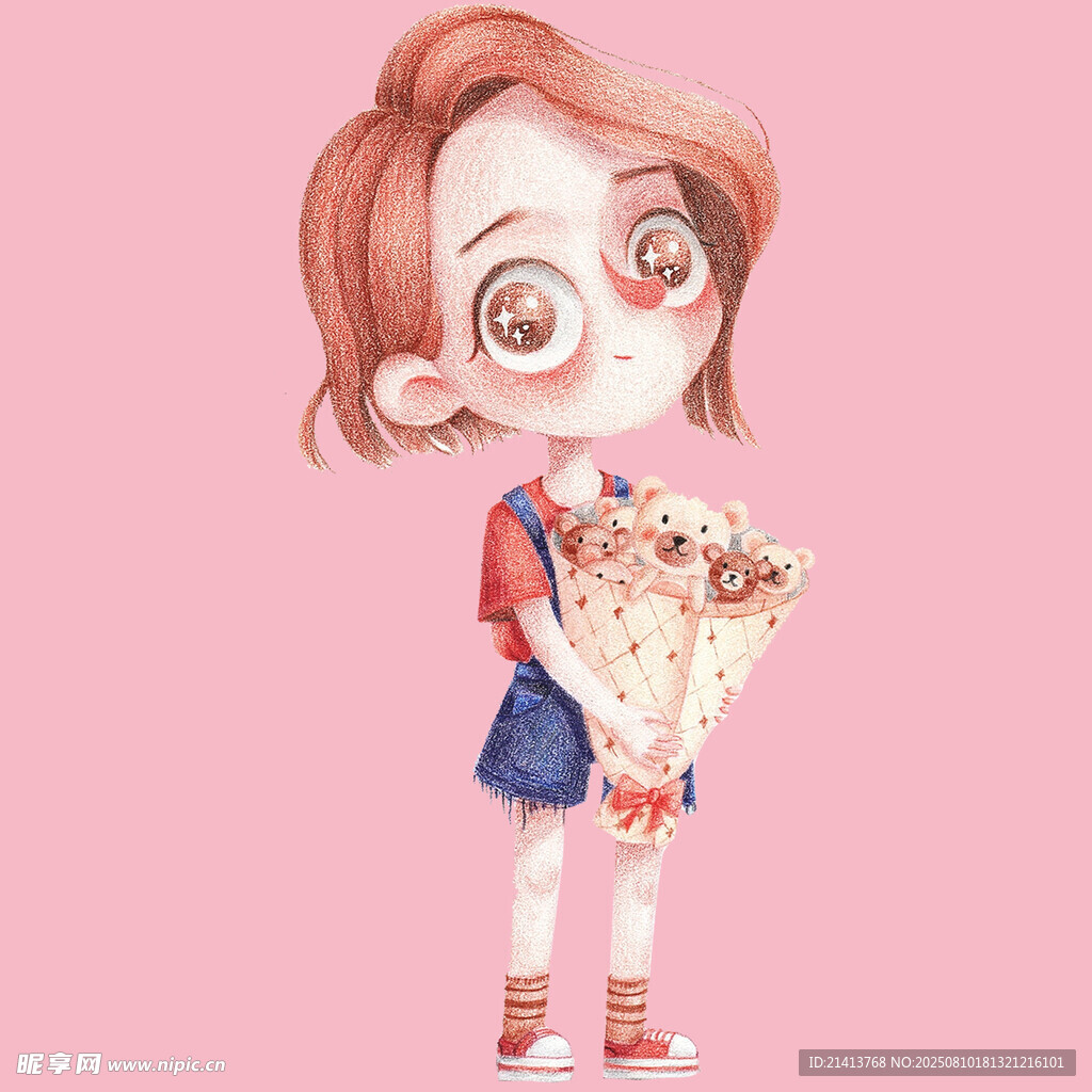 抱花少女的可爱瞬间