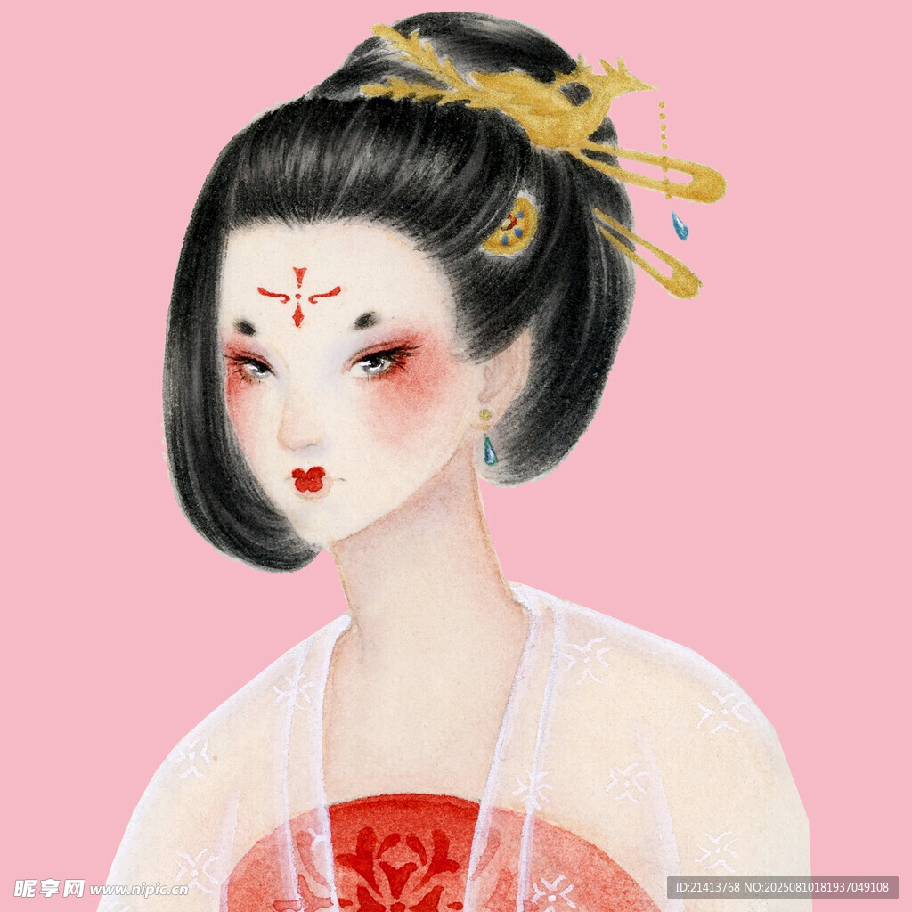 古风汉服女子典雅妆容