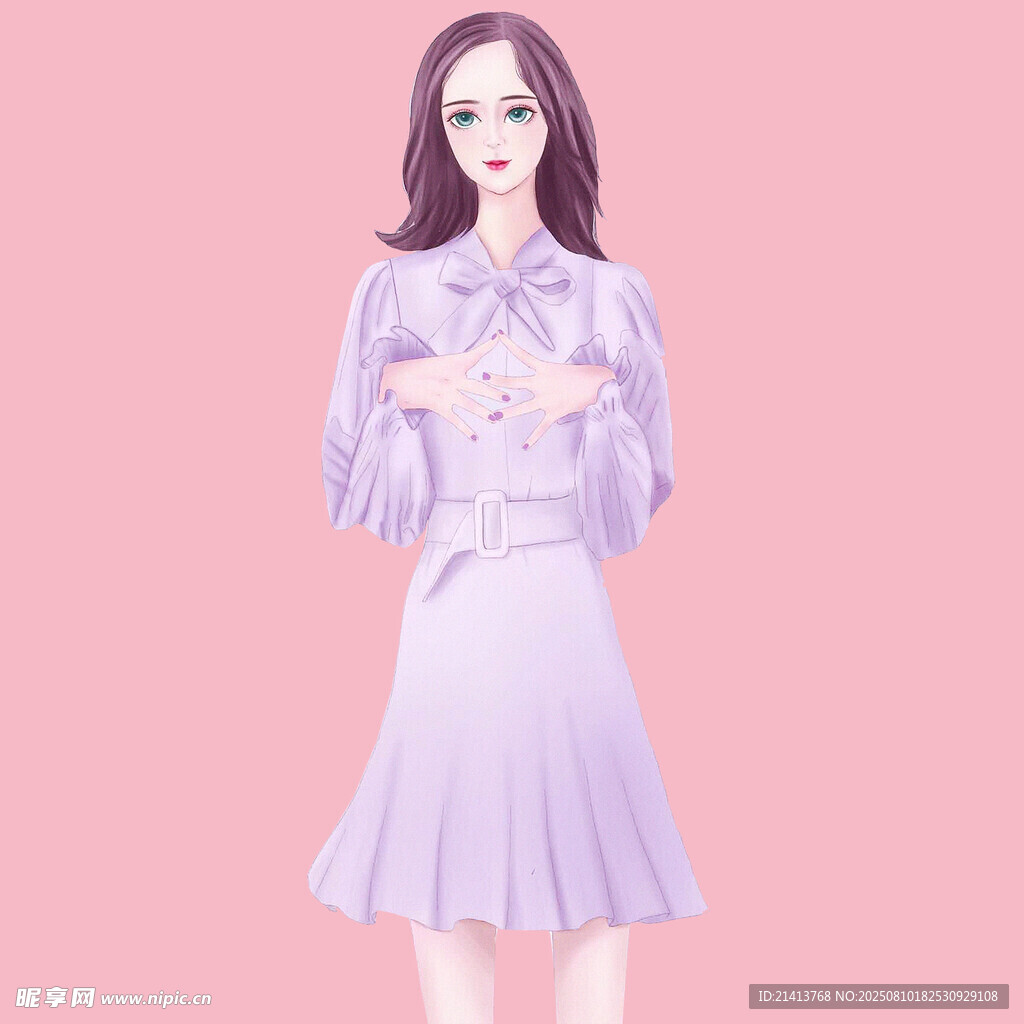 淡紫色服饰的优雅女性