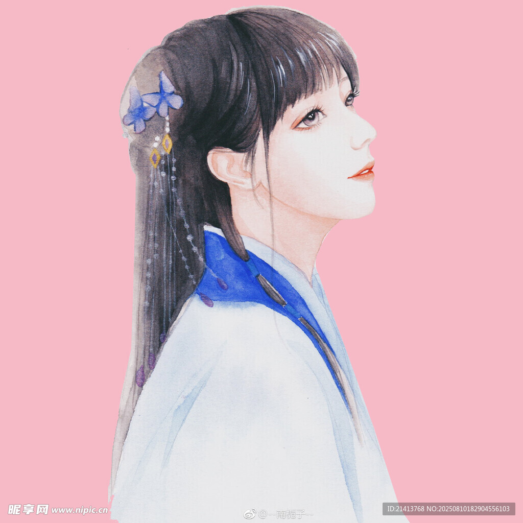 古风少女侧颜 温婉动人