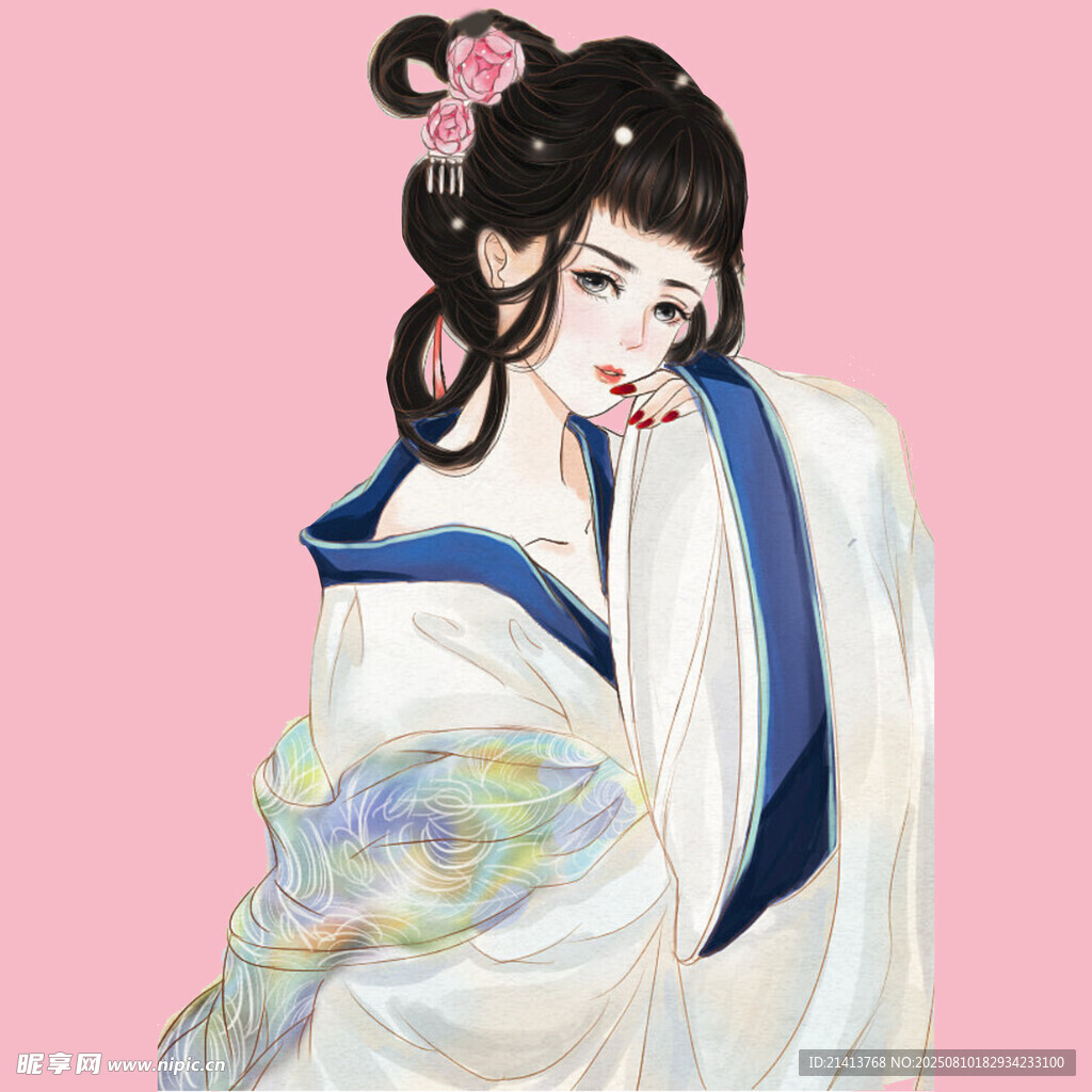 古风汉服女子优雅侧颜