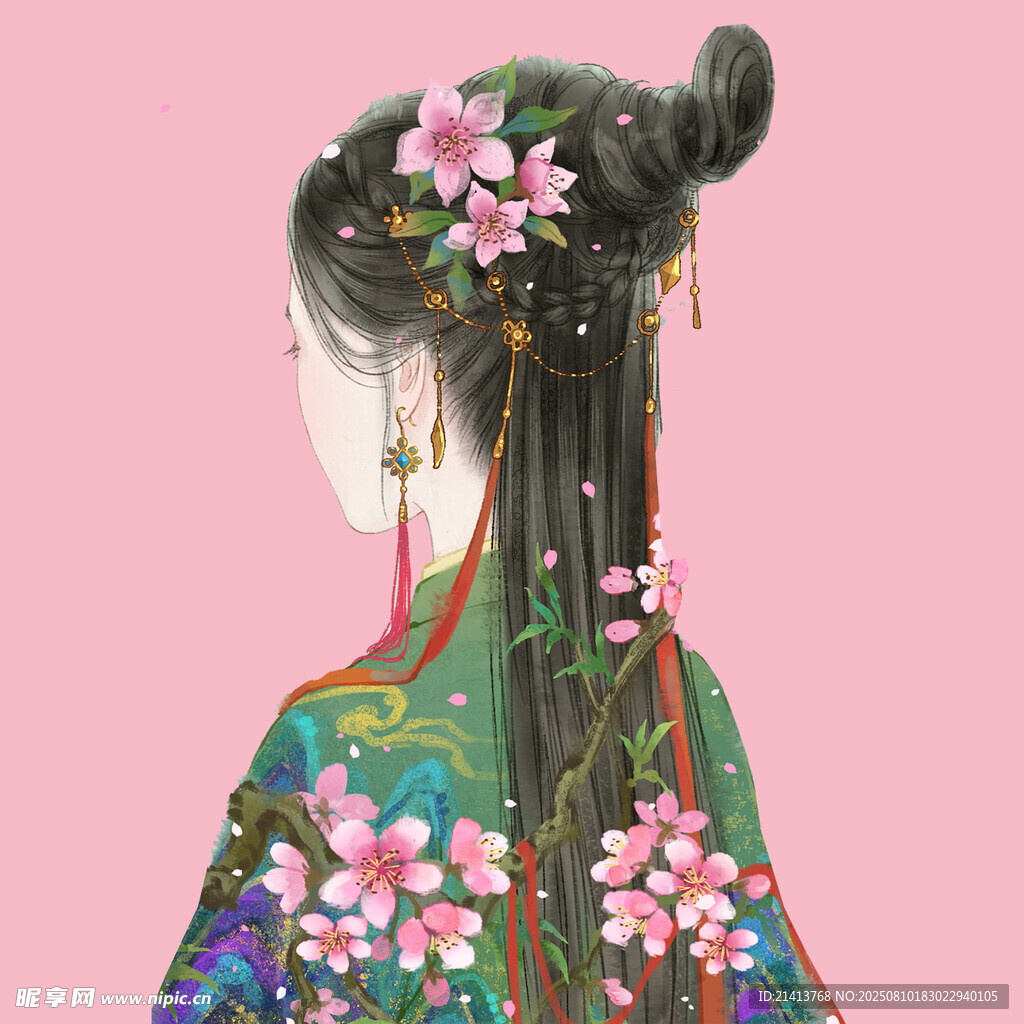 古风佳人 繁花簪发