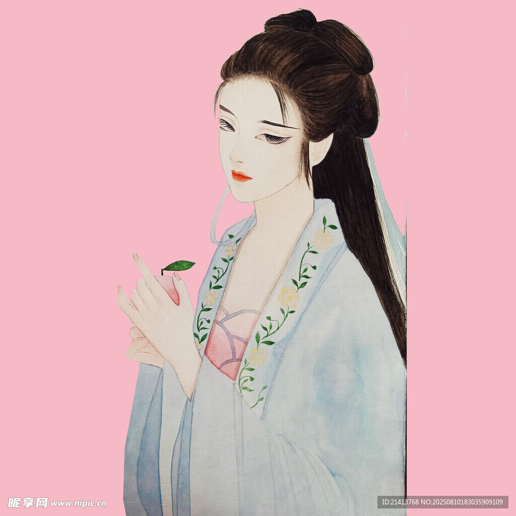 古风佳人手持花
