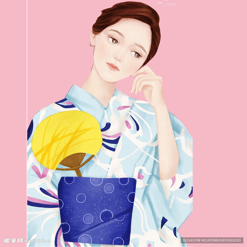 身着和服的优雅东方女子