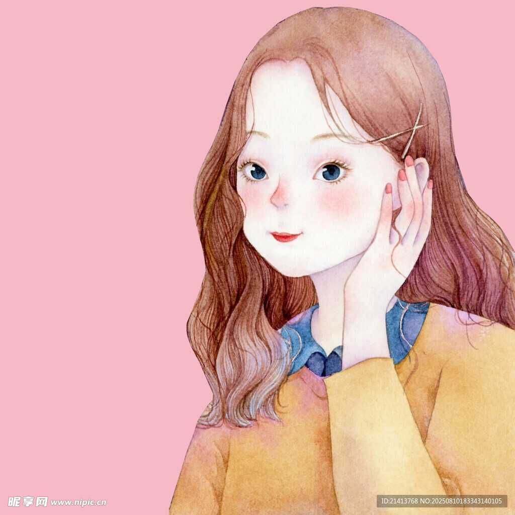 甜美长发女孩的温柔瞬间