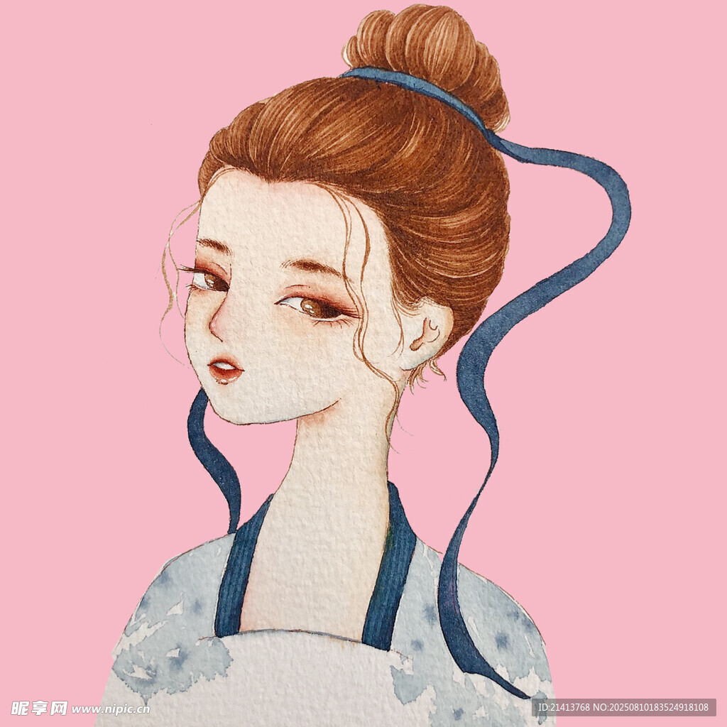 古风盘发女子形象