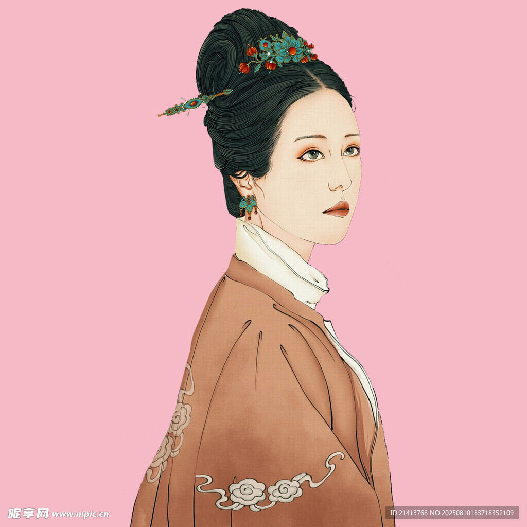 古风女子身着汉服侧颜照