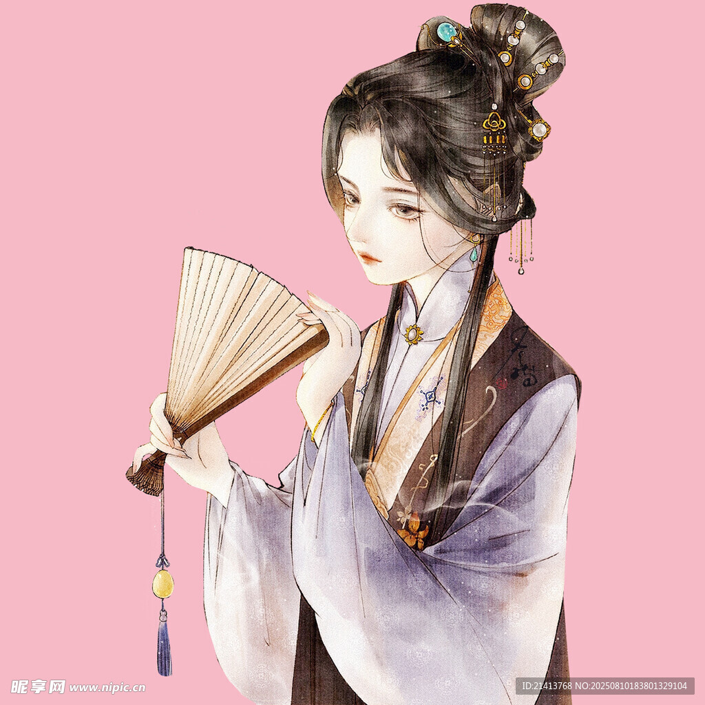 古风持扇女子优雅形象