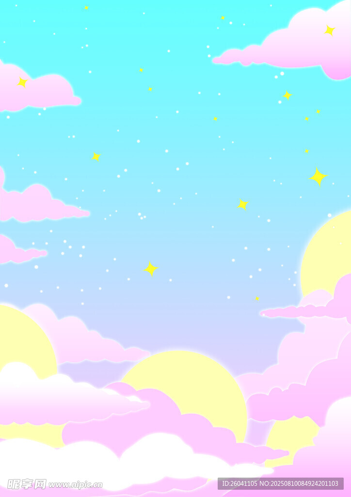梦幻粉蓝天空云朵景象