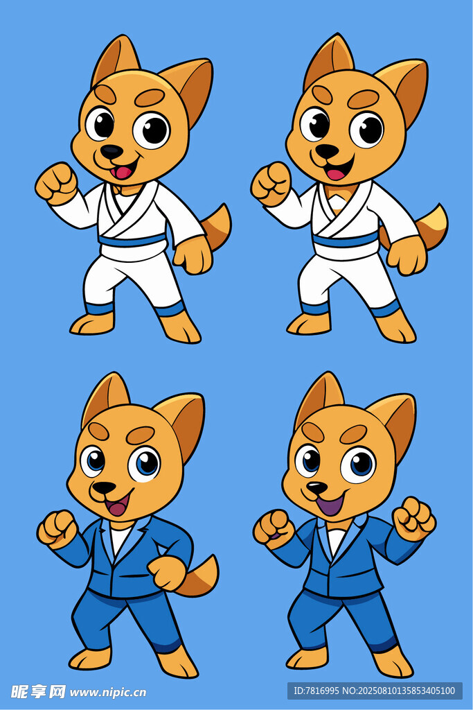 四只穿制服的可爱猫咪