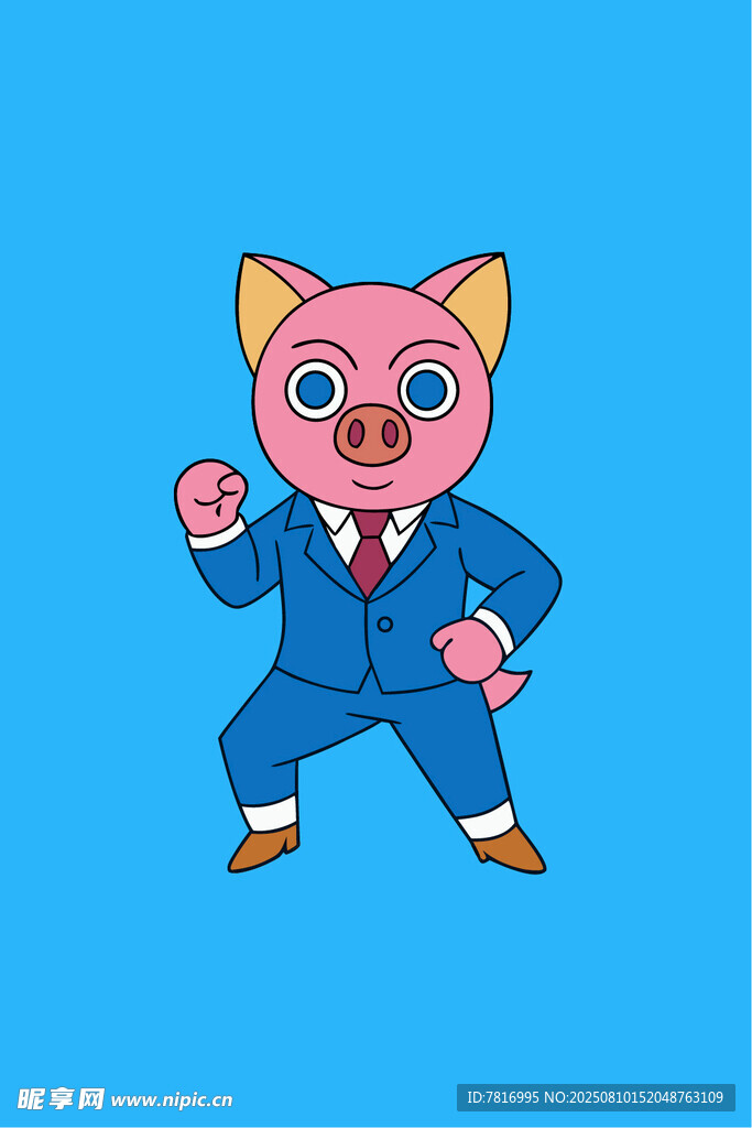 穿西装跳舞的卡通小猪