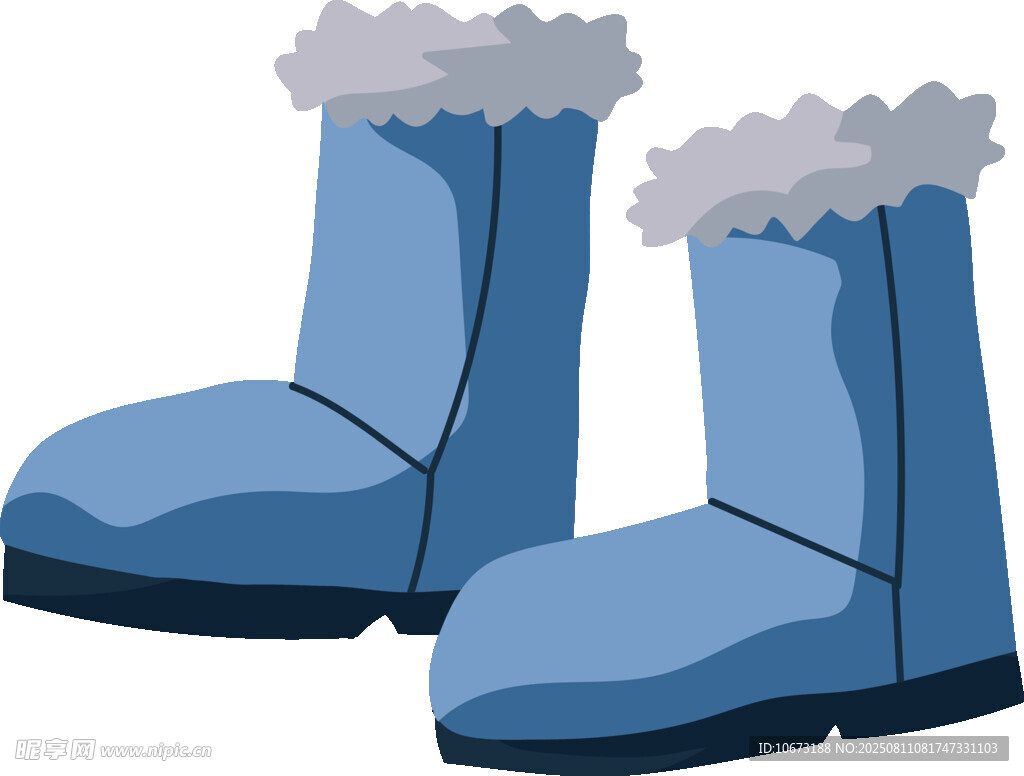 蓝色毛绒边保暖雪地靴