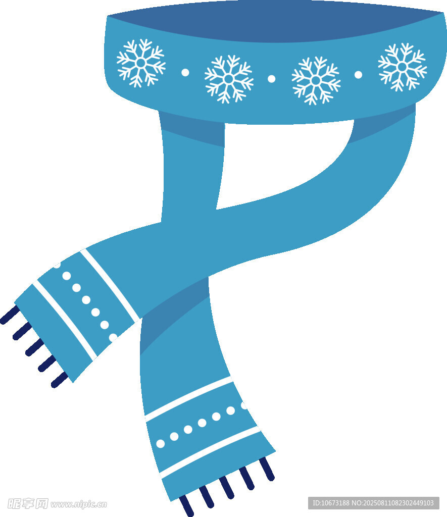 蓝色雪花图案保暖围巾