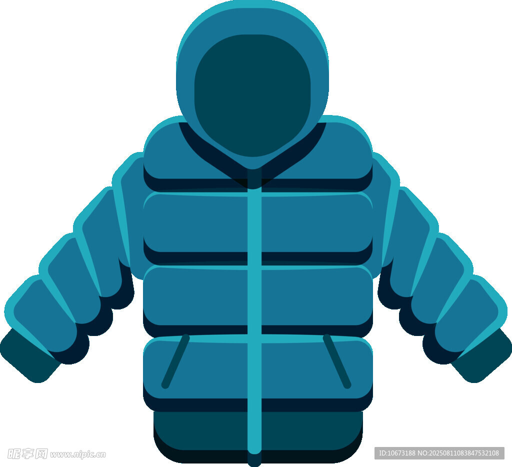 蓝色连帽羽绒服图标