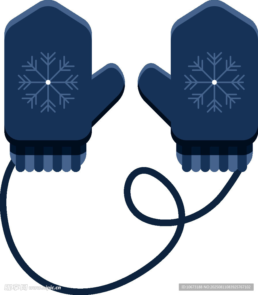 蓝色雪花图案连指保暖手套