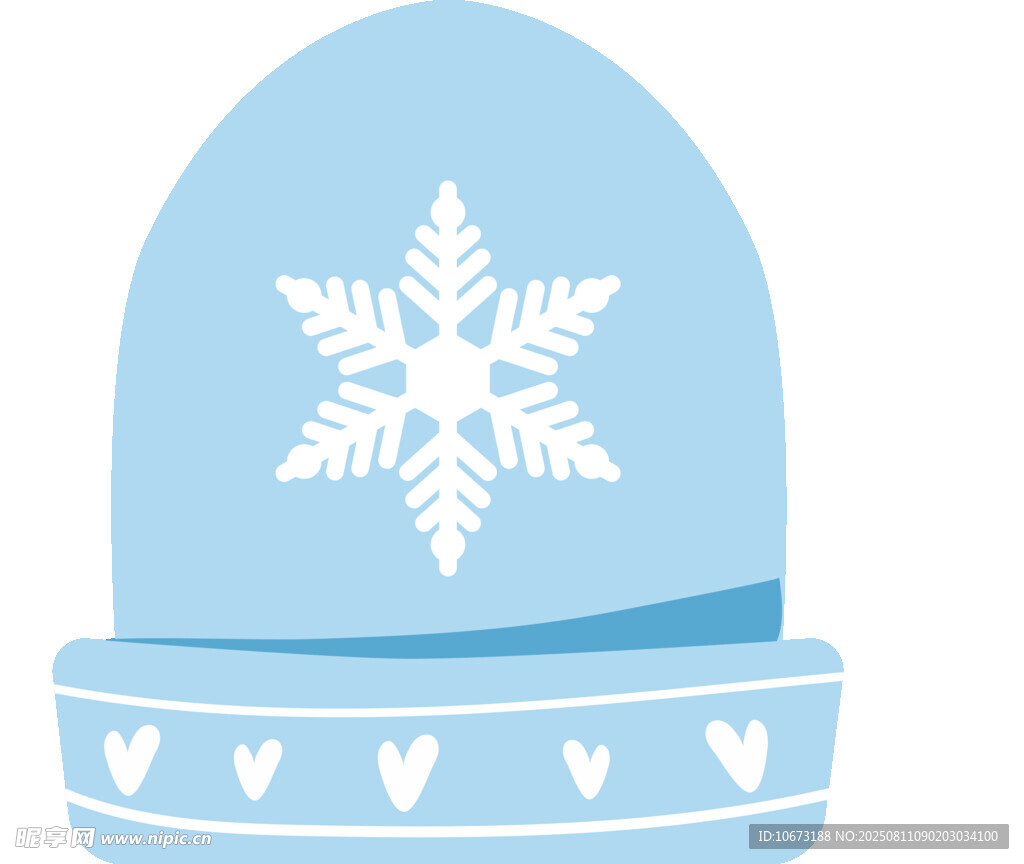 蓝色雪花图案针织帽