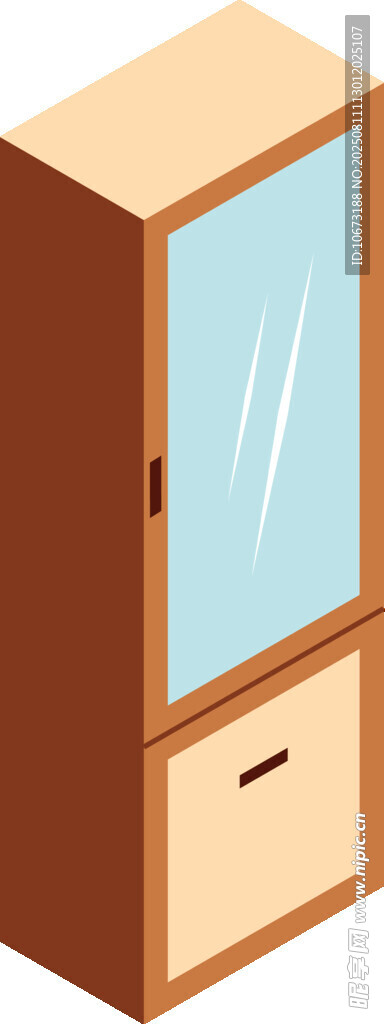 简约玻璃门木质储物柜