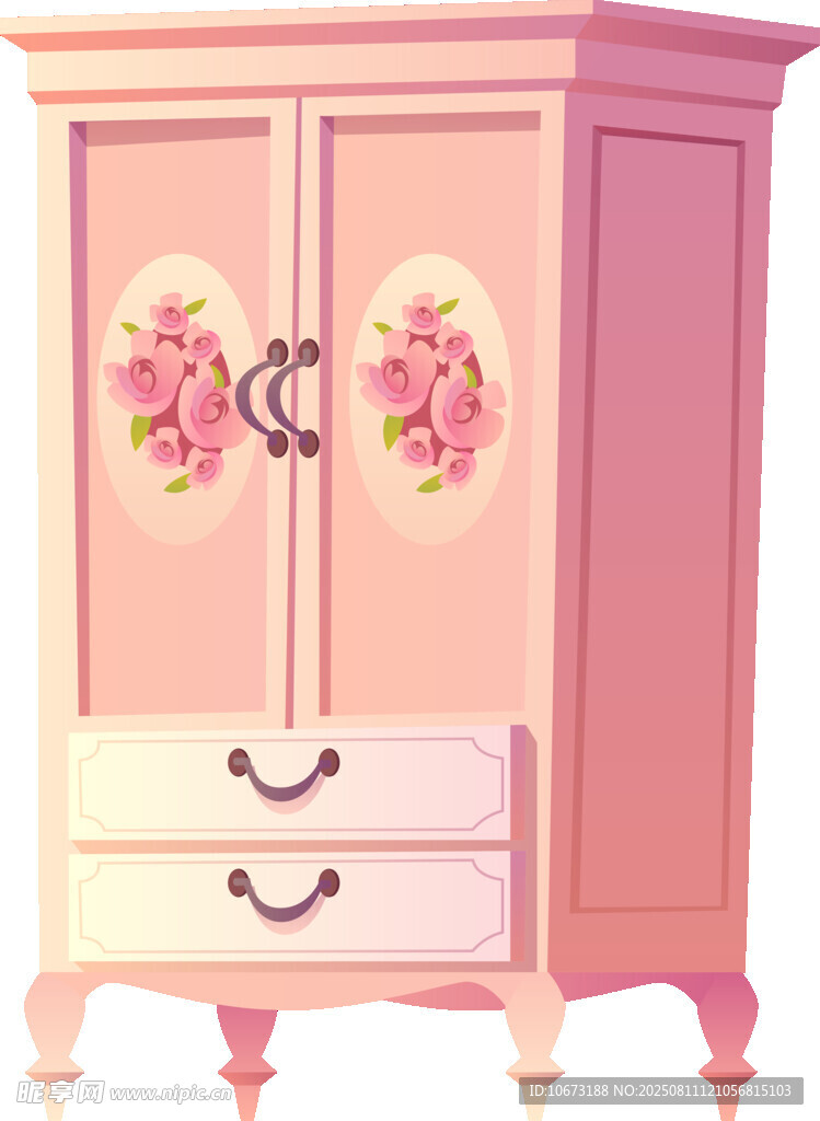 粉色雕花双门衣柜