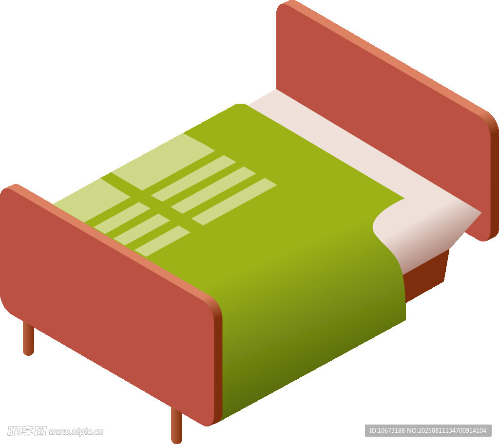 单人床简约3D模型展示