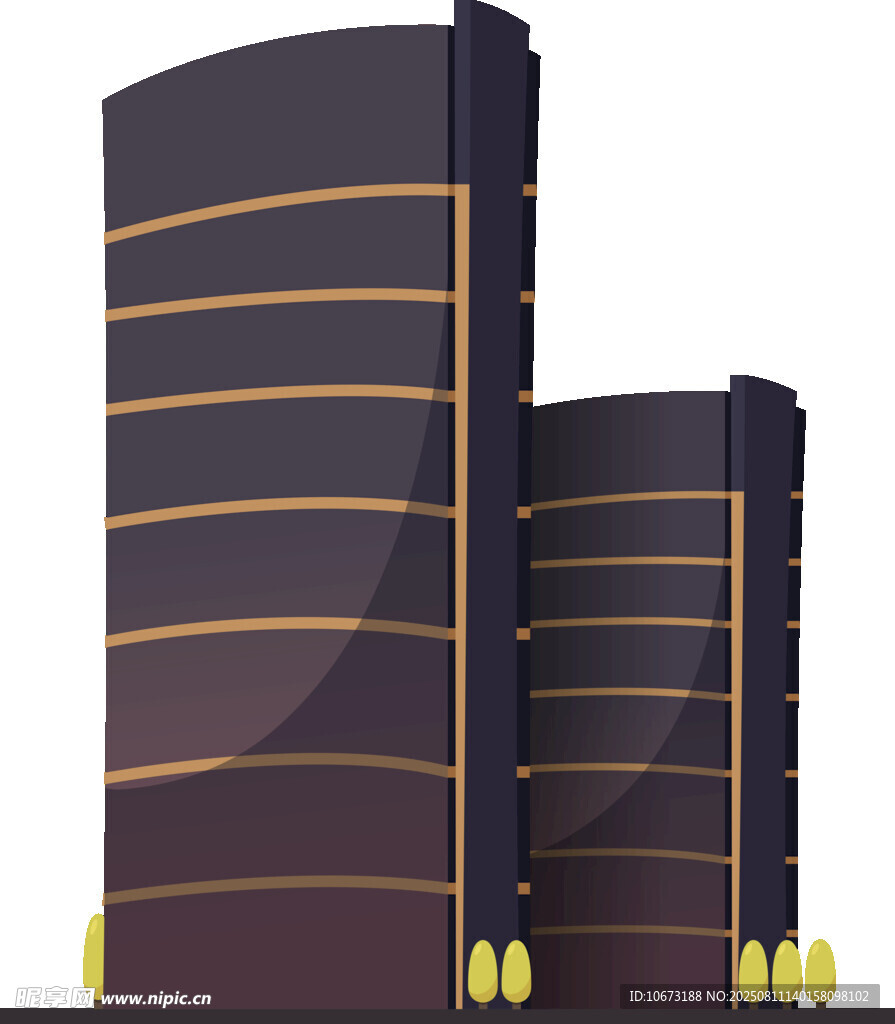 两座现代风格高楼建筑