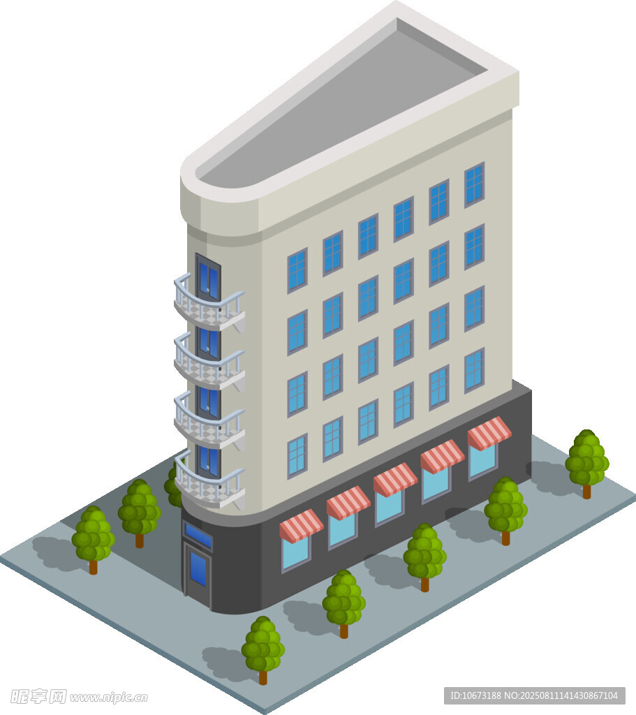 现代多层建筑模型