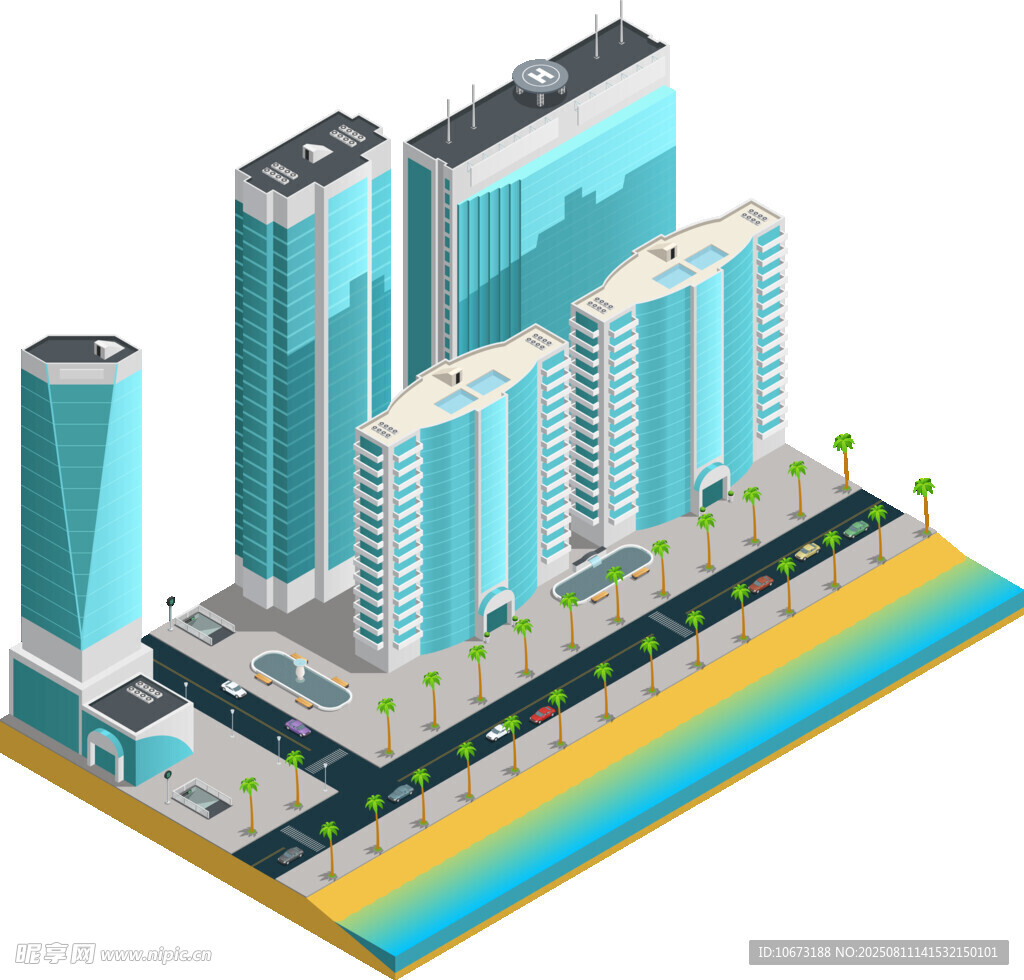 现代都市建筑群俯瞰图