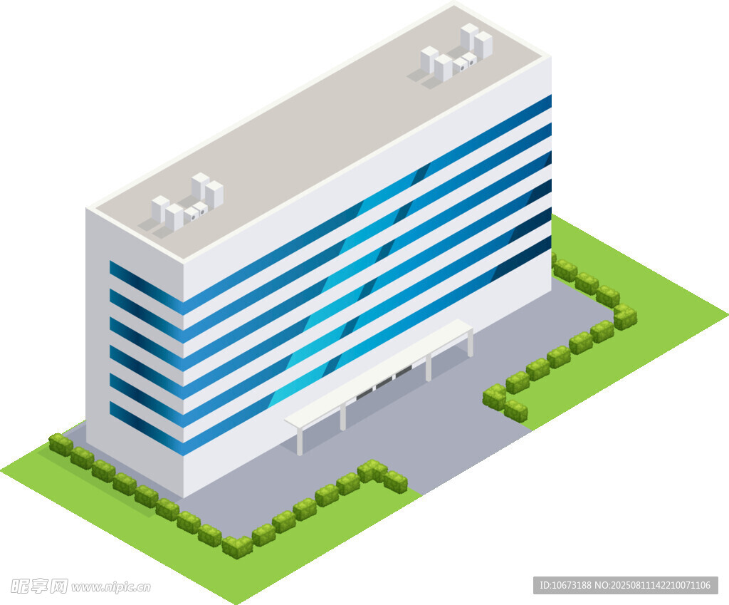 现代多层办公楼建筑模型