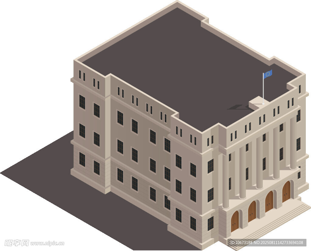复古风格多层建筑模型