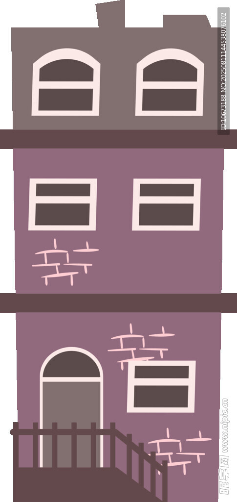 紫色双层房屋插画