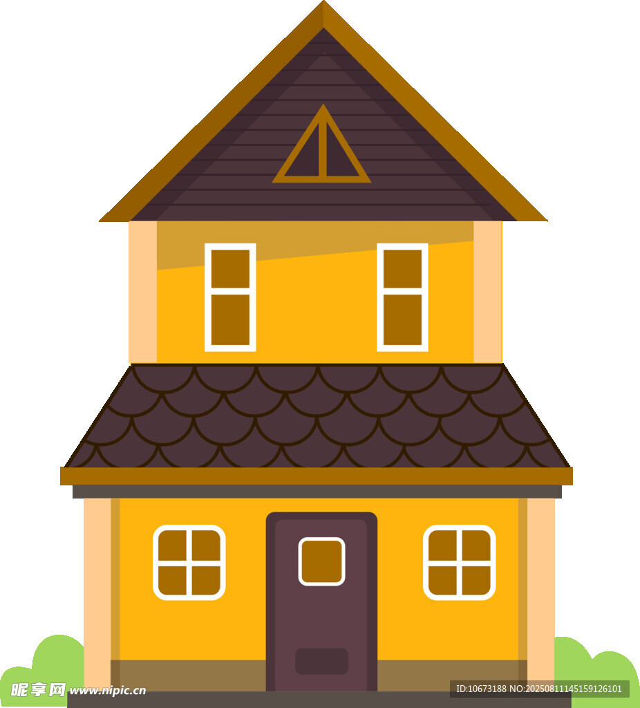 两层黄色小屋插画