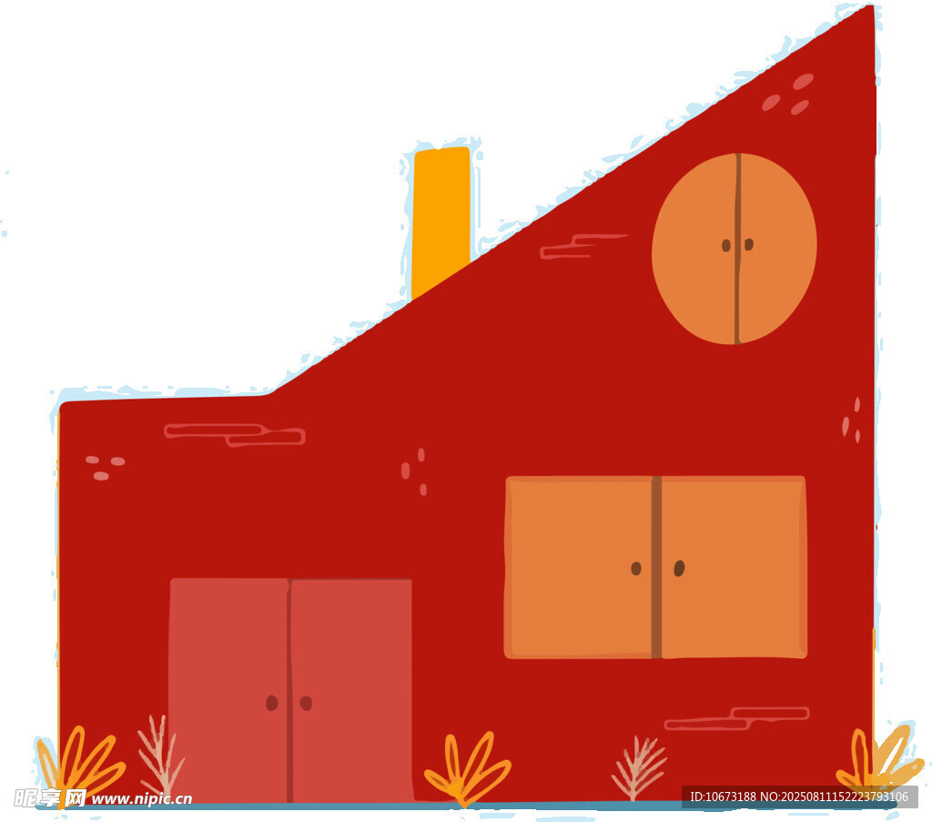 红色小屋插画设计