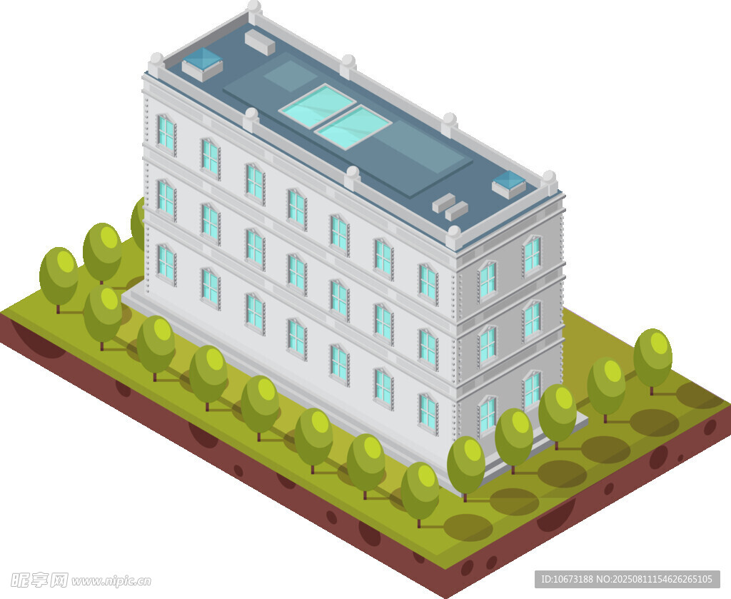 现代多层建筑绿植环绕