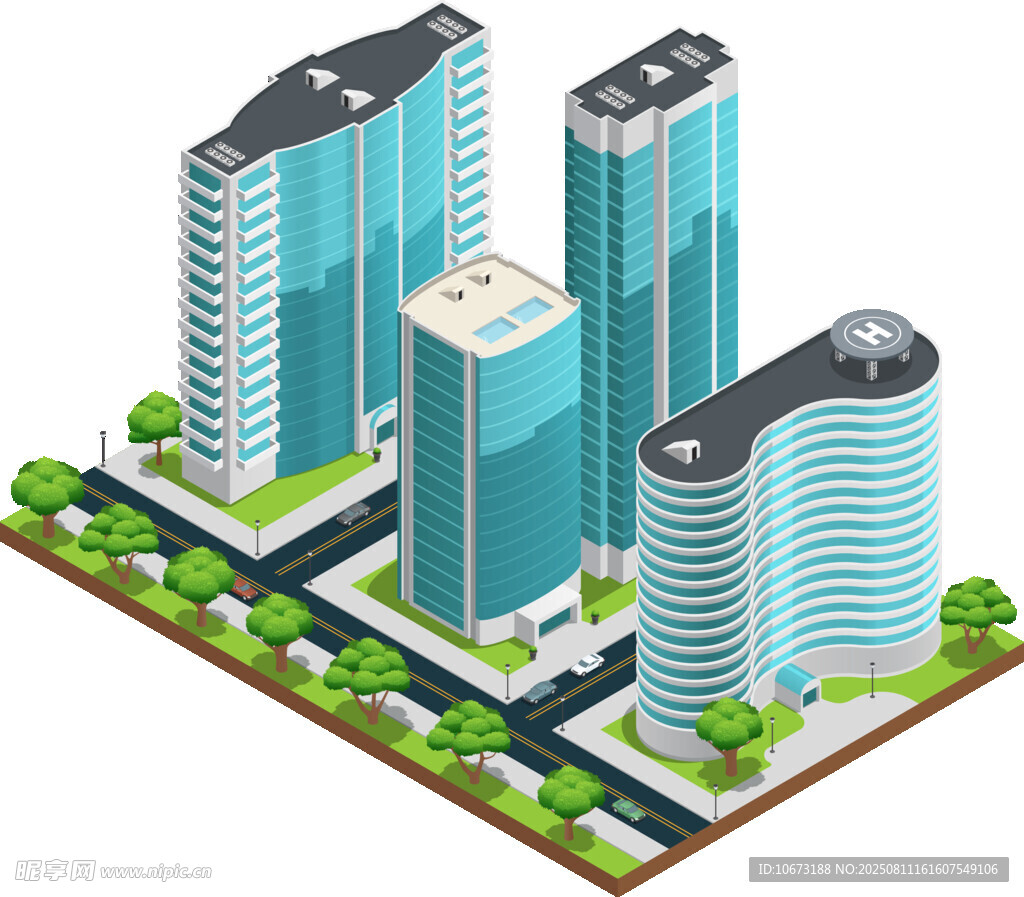 现代城市建筑群俯瞰图