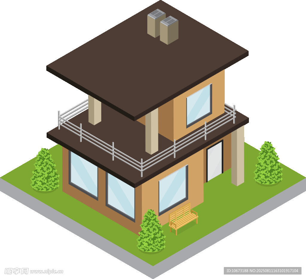两层现代风别墅建筑模型