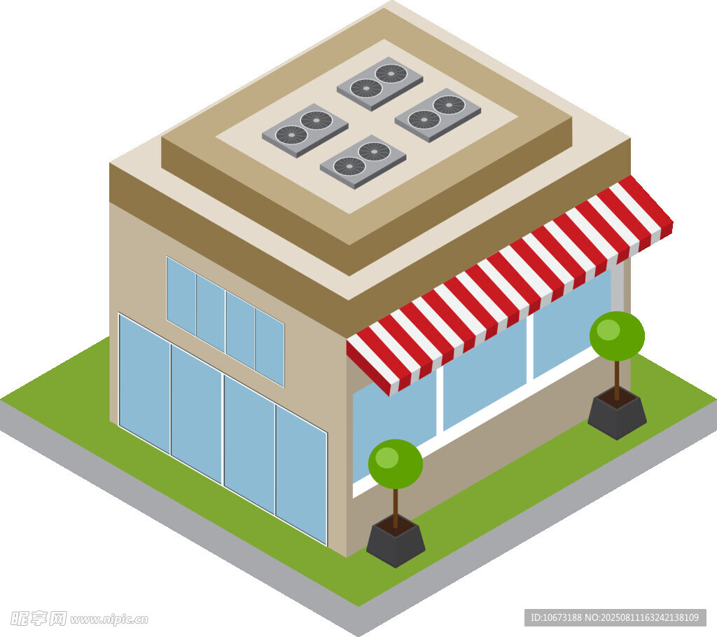 街边便利店建筑等距视图