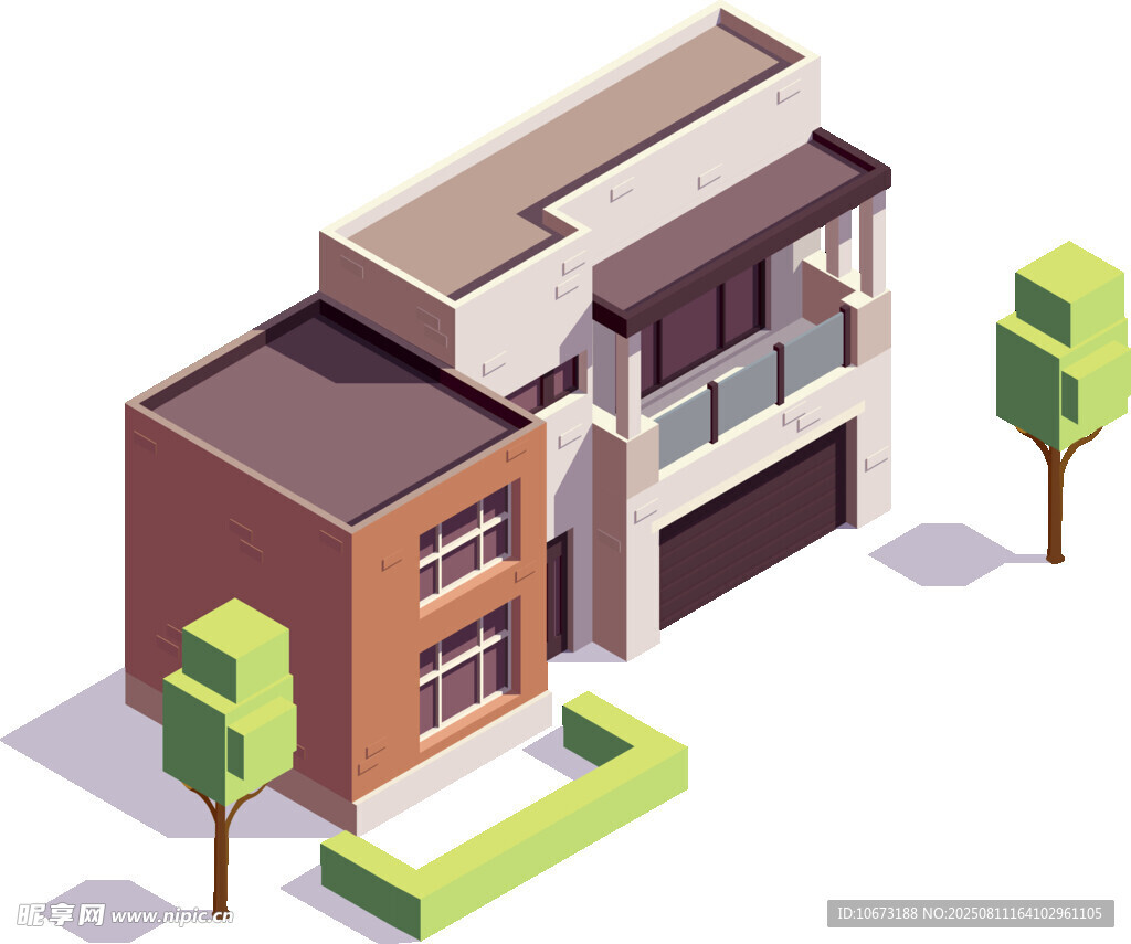 现代两层住宅建筑模型
