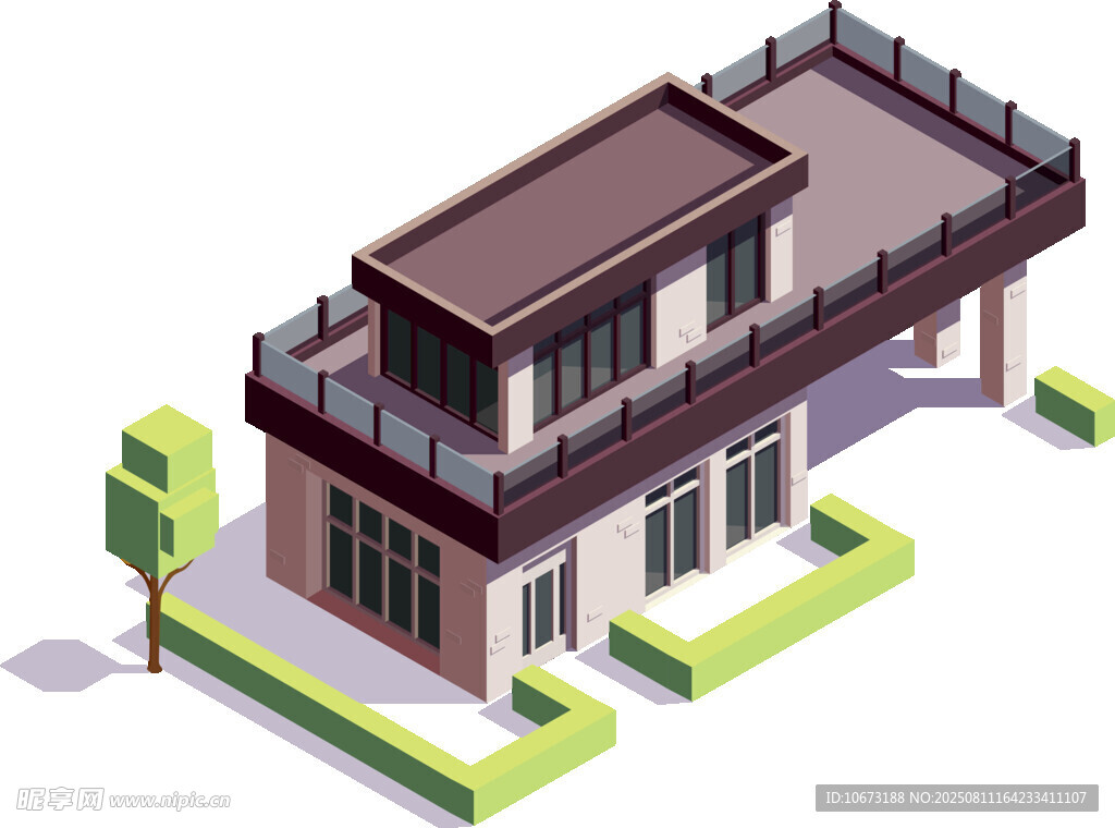 两层现代风别墅建筑模型