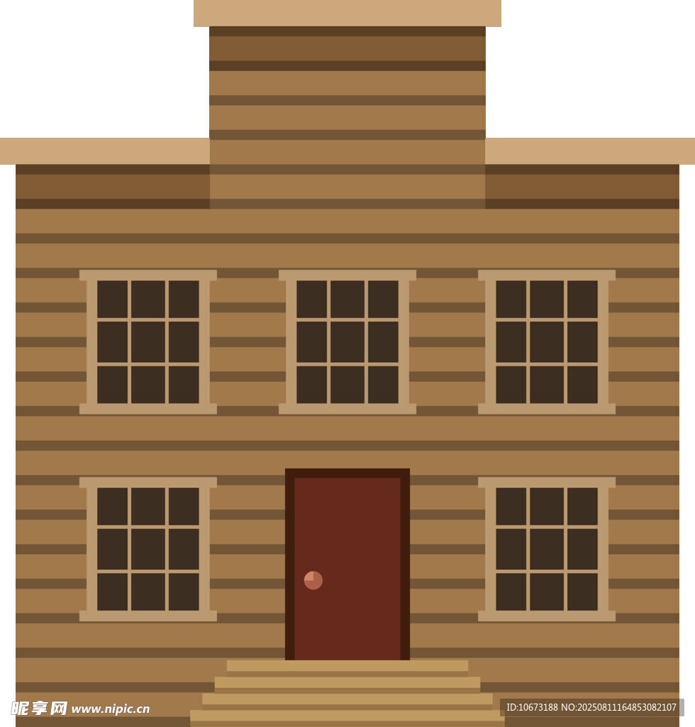 复古木质两层房屋建筑