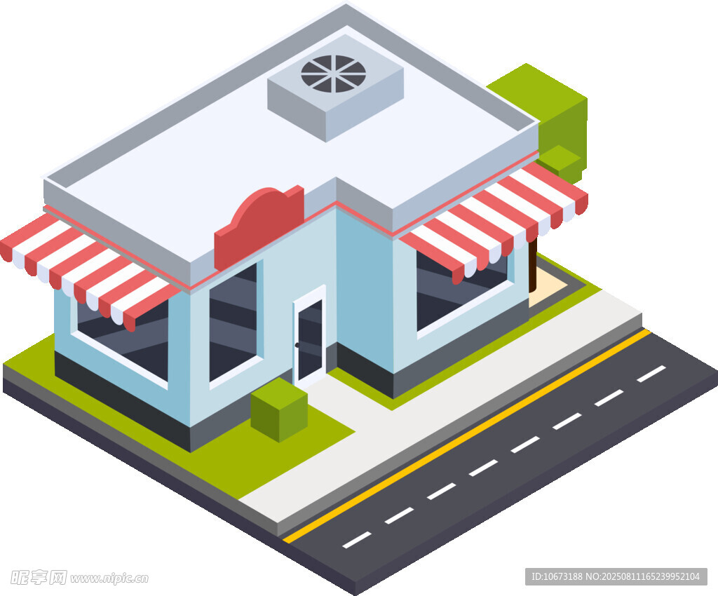 街边小店建筑等距视图