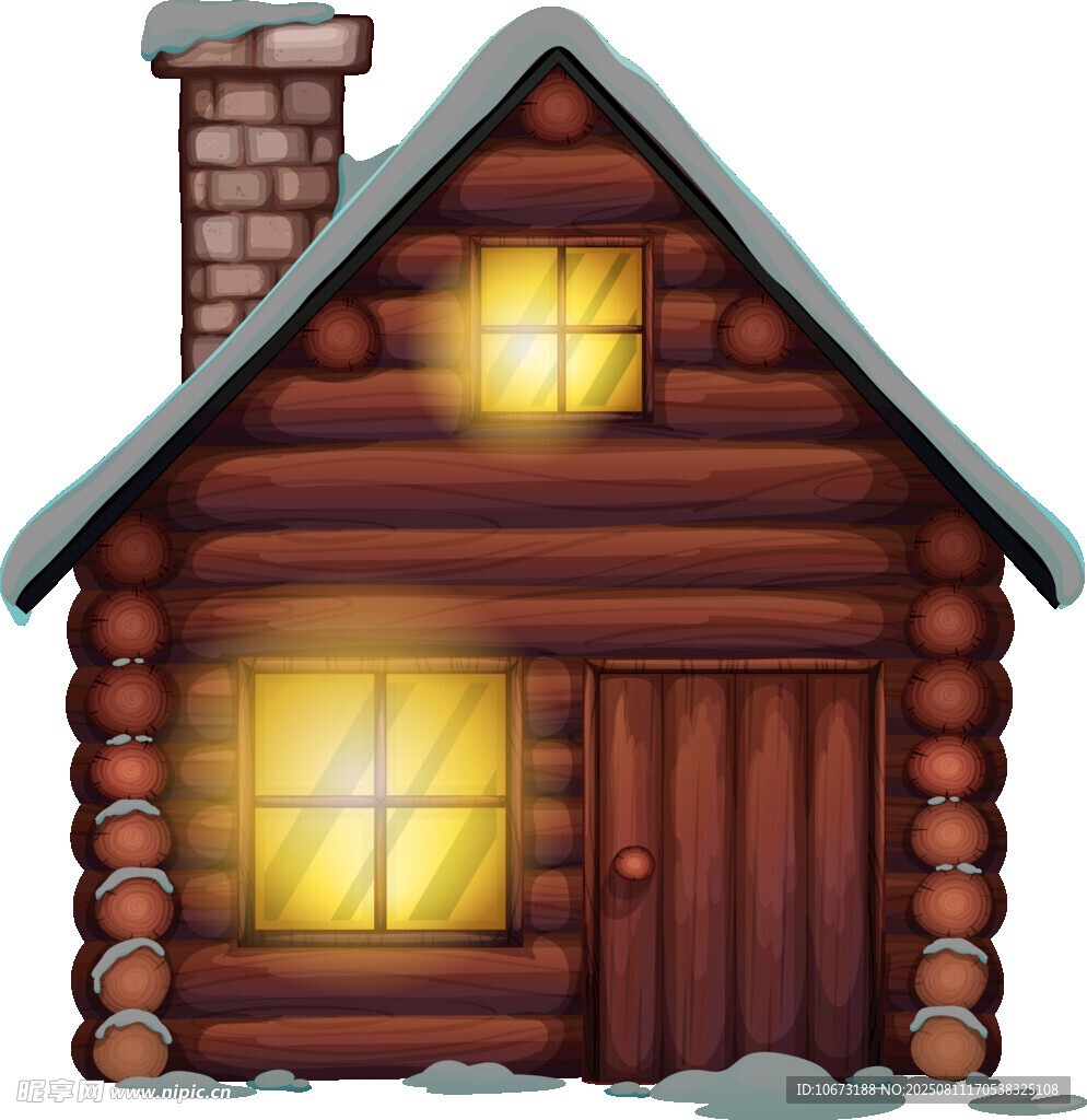 冬日木屋温暖的童话小屋