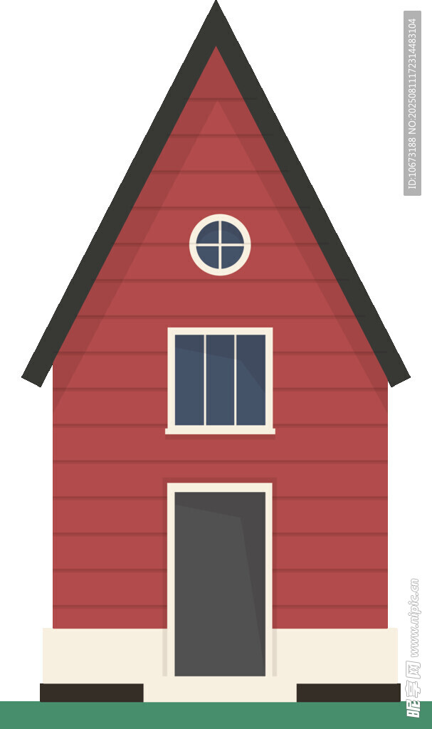 红色尖顶小屋插画