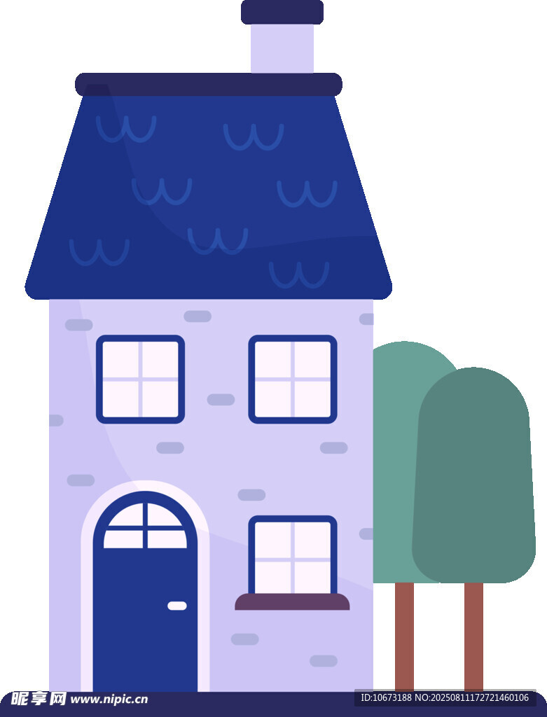 可爱小屋与绿树