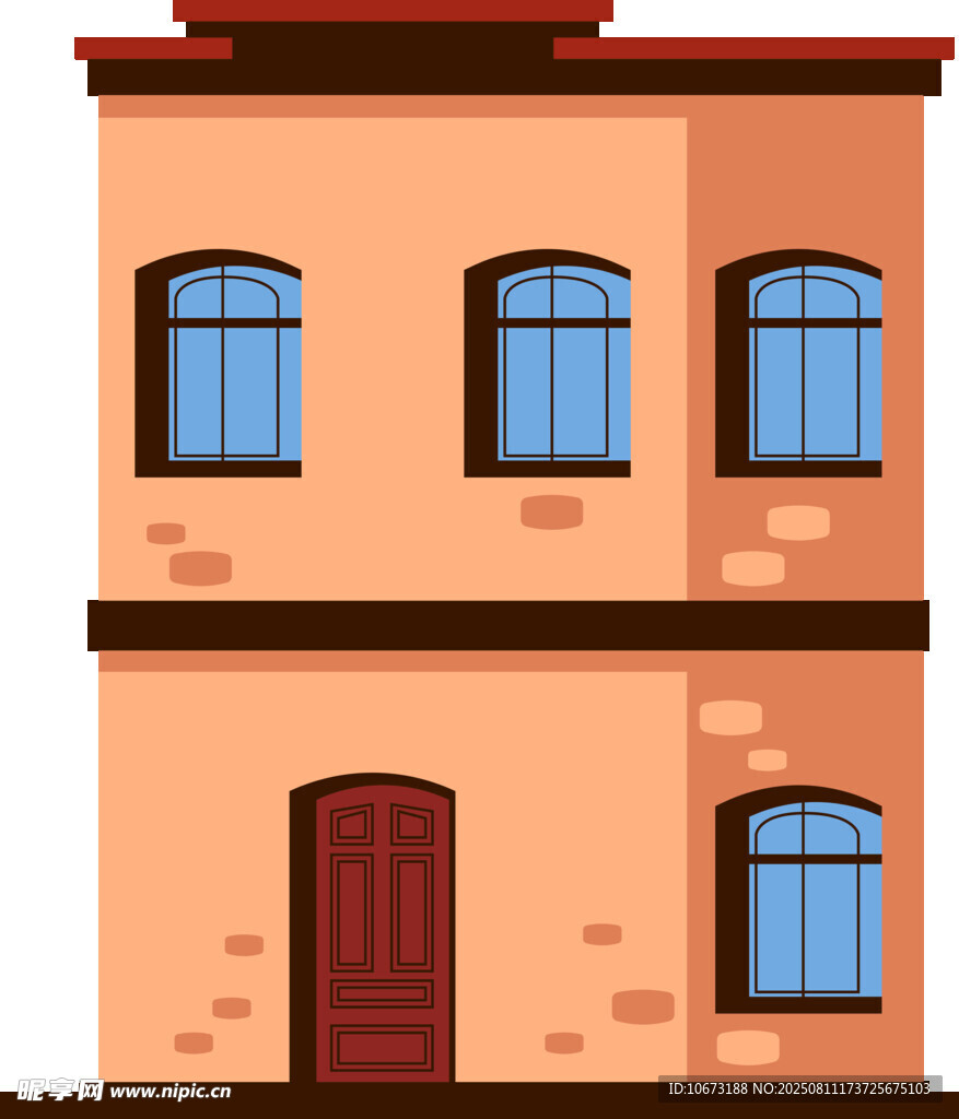 两层房屋建筑插画