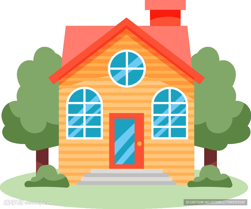 可爱小屋绿树环绕