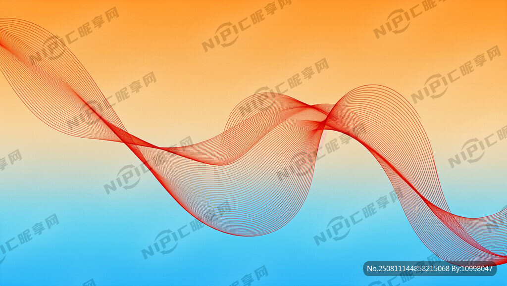 以暖橙浅蓝渐变背景要有橙红曲线