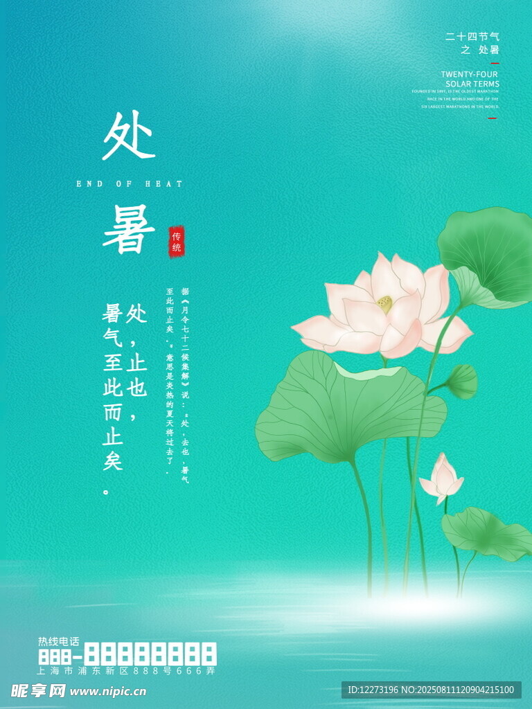 处暑时节的清新荷花图