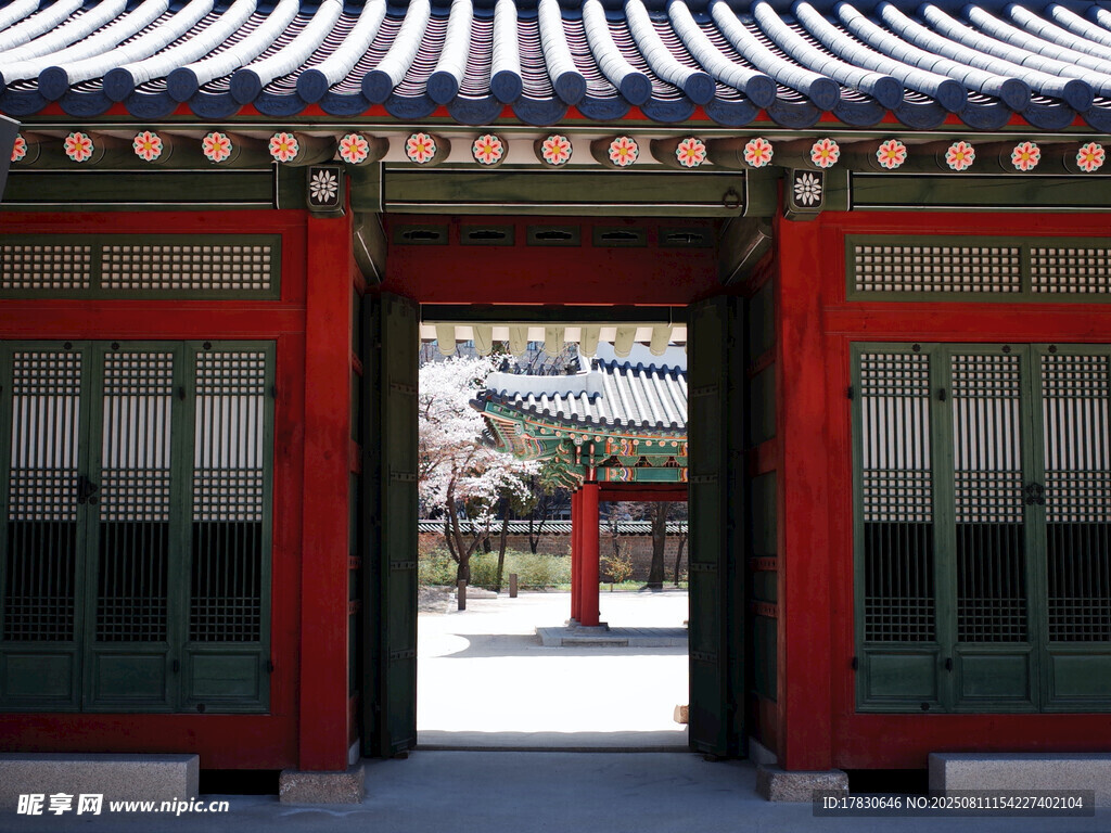 中式古典红门建筑景观